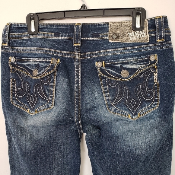 Mek Denim Women's 30x34 Krakow Boot Cut Dark Wash Jeans Flap Button Pockets - Picture 8 of 11